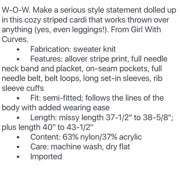 Girl With Curves Striped Duster Cardigan (M) - Picture 8 of 8